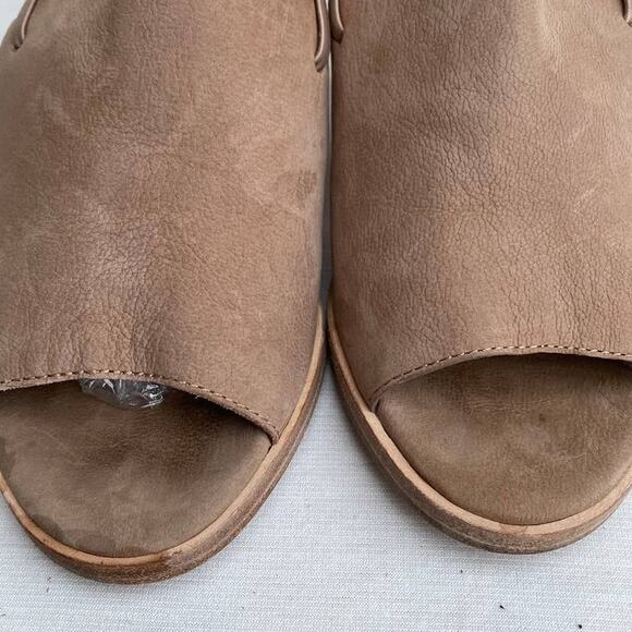 Eileen Fisher Nikki Women Earth Tan Leather Peep Toe Stacked Heeled Sandals 7 - Picture 10 of 11